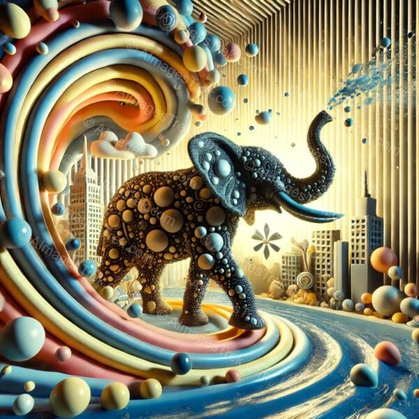Elephant in a Whimsical Dreamscape