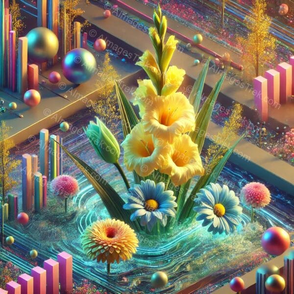 Floral Symphony in a Digital Garden
