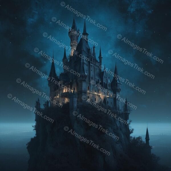 Enchanted Fortress Under Starlit Skies
