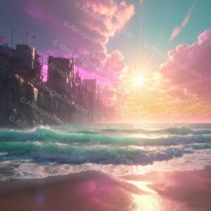 Sunset Over the Neon Shores